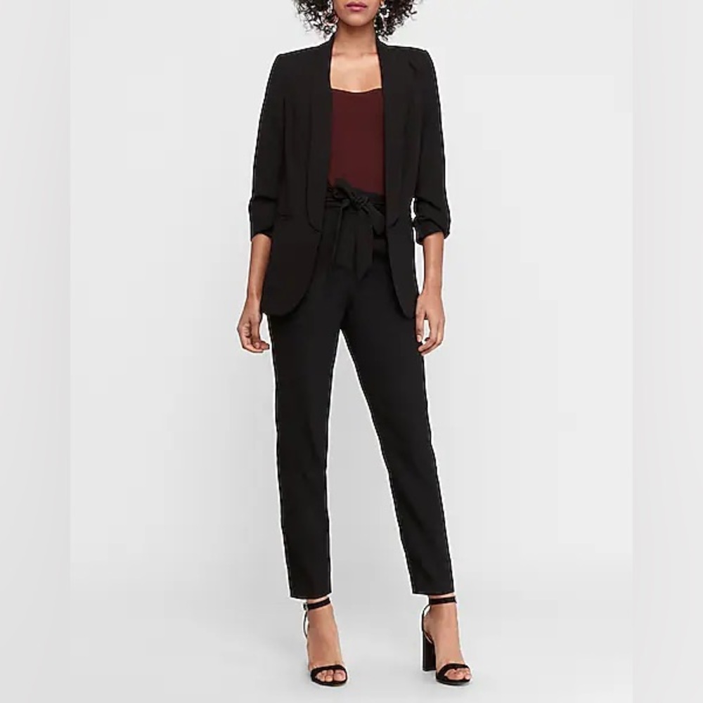 Express Black High Waisted Paper bag Ankle Pant Size 0S NWT
